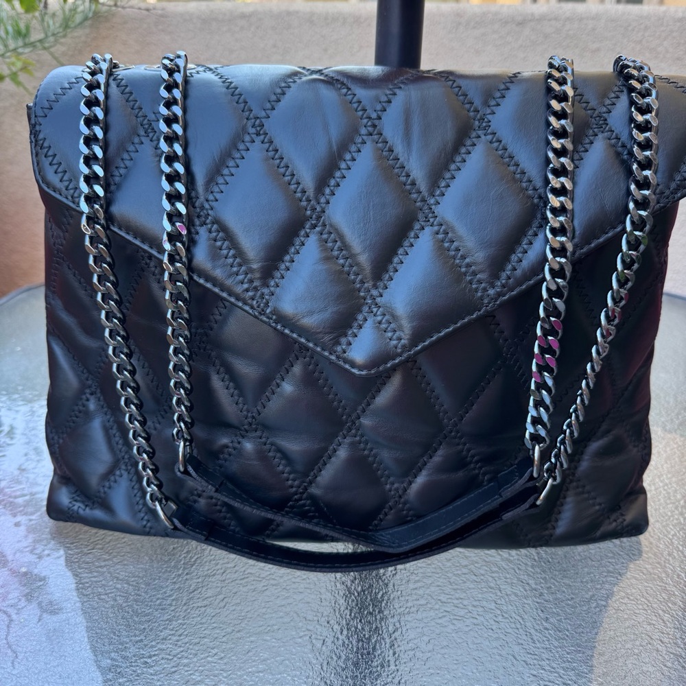 Roberta Rossi Black Quilted Chain Shoulder Bag